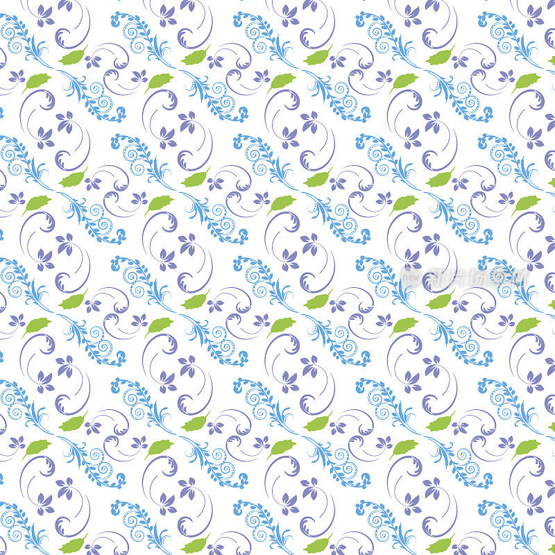 vines and leaves Seamless pattern vintage design on white background, vector illustration